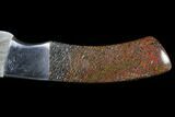 Damascus Knife With Fossil Dinosaur Bone (Gembone) Inlays #125252-1